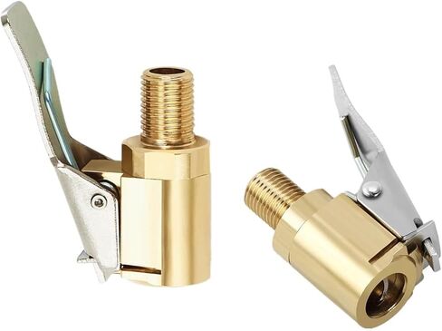 0.3" Brass Tire Nozzle with Clip Adapter, Non-Leaking Air Compressor Pump Clip-On Tire Nozzle, Tire Nozzle with Tire Valve Threads for Car Inflator Pump Connection Accessory Tool. 2Pack in Saudi Arabia