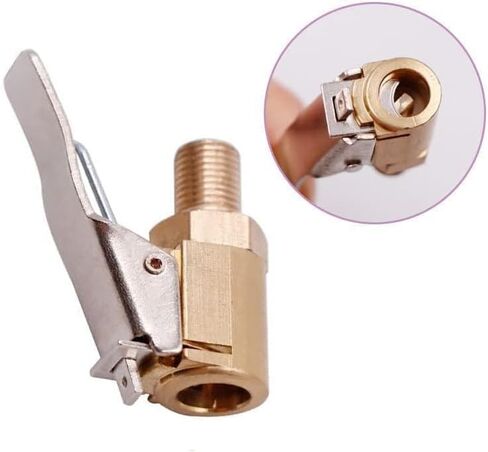 0.3" Brass Tire Nozzle with Clip Adapter, Non-Leaking Air Compressor Pump Clip-On Tire Nozzle, Tire Nozzle with Tire Valve Threads for Car Inflator Pump Connection Accessory Tool. 2Pack in Saudi Arabia