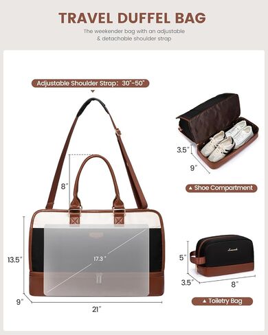 LOVEVOOK Travel Duffel Bag For Women, Large Weekender Bags With Shoe Compartment, Air Approved Overnight Carry-on Bags With Wet Pocket, Gym Tote Bag, Hospital Bag, 2Pcs in Saudi Arabia
