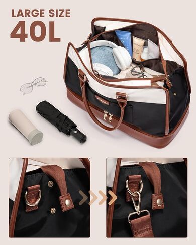 LOVEVOOK Travel Duffel Bag For Women, Large Weekender Bags With Shoe Compartment, Air Approved Overnight Carry-on Bags With Wet Pocket, Gym Tote Bag, Hospital Bag, 2Pcs in Saudi Arabia
