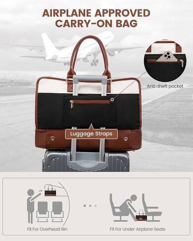 LOVEVOOK Travel Duffel Bag For Women, Large Weekender Bags With Shoe Compartment, Air Approved Overnight Carry-on Bags With Wet Pocket, Gym Tote Bag, Hospital Bag, 2Pcs in Saudi Arabia