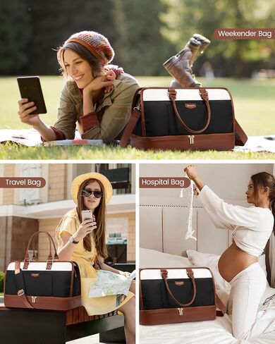 LOVEVOOK Travel Duffel Bag For Women, Large Weekender Bags With Shoe Compartment, Air Approved Overnight Carry-on Bags With Wet Pocket, Gym Tote Bag, Hospital Bag, 2Pcs in Saudi Arabia