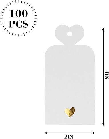 SallyFashion 100PCS Gift Tags with String, Blank Gift Tags with Foil Gold Heart Gift Wrapping Tags for Birthday Party Baby Shower Wedding Favor in Saudi Arabia