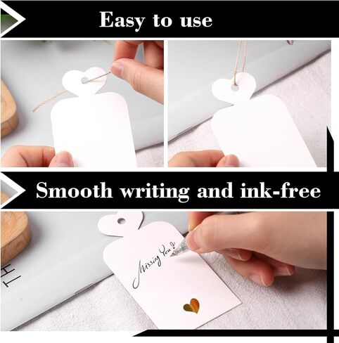 SallyFashion 100PCS Gift Tags with String, Blank Gift Tags with Foil Gold Heart Gift Wrapping Tags for Birthday Party Baby Shower Wedding Favor in Saudi Arabia