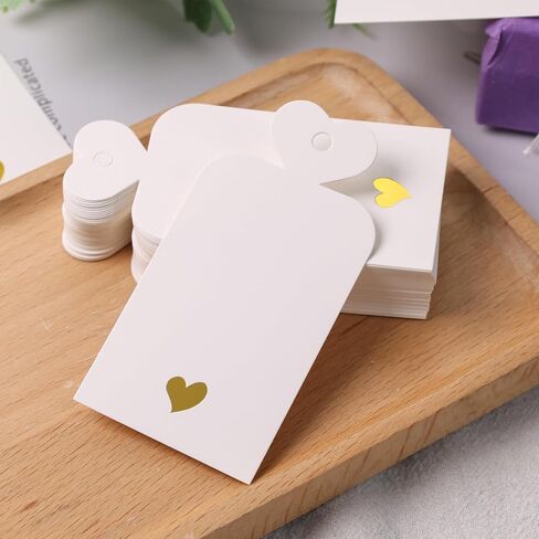 SallyFashion 100PCS Gift Tags with String, Blank Gift Tags with Foil Gold Heart Gift Wrapping Tags for Birthday Party Baby Shower Wedding Favor in Saudi Arabia