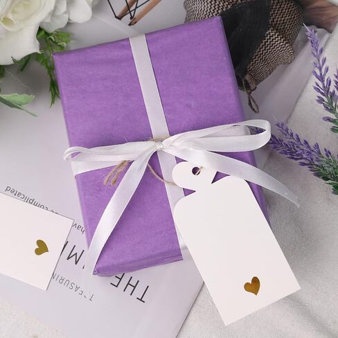 SallyFashion 100PCS Gift Tags with String, Blank Gift Tags with Foil Gold Heart Gift Wrapping Tags for Birthday Party Baby Shower Wedding Favor in Saudi Arabia