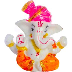 Wonder Care | Ganesha Statue Sculpted in Great Detail in Ivory Antique Finish - Ganesh Idol for Car | Home Decor | Mandir | Gift | Hindu God Idol(Pagdi_Ganesh)