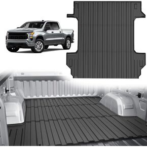 Nilight Trunk Bed Mat for 2019-2024 Chevy Silverado/GMC Sierra 1500 5.8 Ft Accessories، TPE عالي التحمل، بطانة سرير TPE للسيارة بيك اب لجميع الأحوال الجوية، أسود