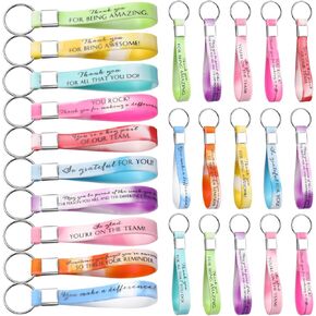 Nosiny 30 Pcs Thank You Keychain Bulk Employee Appreciation Gift Inspirational Silicone Key Ring for Coworker Team Volunteer