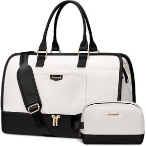 LOVEVOOK Travel Duffel Bag For Women, Large Weekender Bags With Shoe Compartment, Air Approved Overnight Carry-on Bags With Wet Pocket, Gym Tote Bag, Hospital Bag, 2Pcs