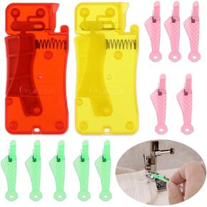 Jeffdad 12PCS Fish Type Sewing Machine Needle Threader, Automatic Sewing Needle Threader Simple Needle Threader, Quick Sewing Machine Loop Needle Threaders Tool