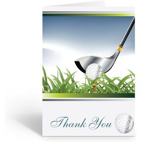 Stonehouse Collection | Golfing Theme Thank You Note Card | 10 Boxed Cards & Envelopes | Golf Note Cards (Standard)