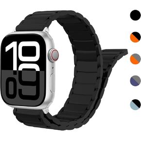 Magnetic Silicone Band Compatible with Apple Watch Series 10 Band 46mm 49mm 45mm 44mm for Women Men,Double Sided Wearable Sport Strap for iWatch Ultra 2/Ultra SE Series 9 8 7 6 5 4 SE