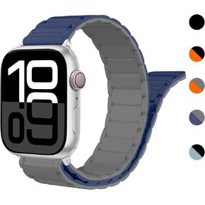 سوار سيليكون مغناطيسي متوافق مع Apple Watch Series 10 Band 46mm 49mm 45mm 44mm للنساء والرجال، حزام رياضي مزدوج الجوانب يمكن ارتداؤه لـ iWatch Ultra 2/Ultra SE Series 9 8 7 6 5 4 SE in Kuwait