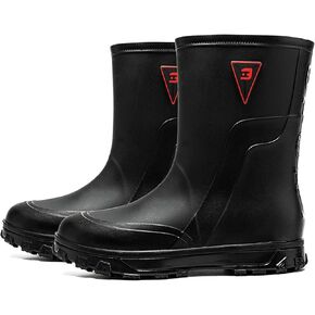 Mid-calf Mens Rain Boots,PVC Rubber Rain Boot Mens Waterproof,Durable Slip Mud Boots for Agriculture and Industrial Working