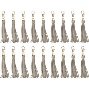 uxcell 18pcs PU Leather Tassels, 5.9 Inch Keychain Tassel Charm with Lobster Swivel for Jewelry Making, Handbag, DIY Crafts, (White)