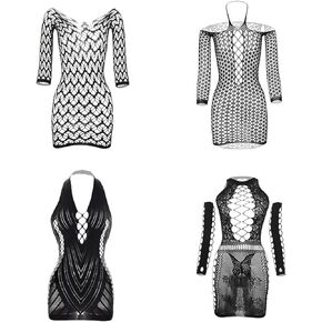 Women Mesh Lingerie Fishnet Babydoll Mini Dress Mesh Bodysuit Sleepwear plus size lingerie sexy outfits women's