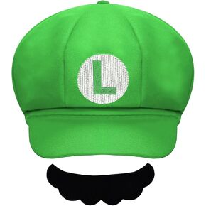 Red and Green Hat Baseball Cap with Beard Button Glove Brooch Nose for Halloween Cosplay