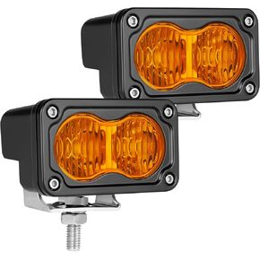 LED Pods Amber, 2Pcs 40W 3 Inch Driving Light Yellow Off Road Light LED Bumper Lights Super Bright LED Work Light Cube Waterproof Combo Fog Light for Truck ATV UTV SUV Motorcycle Boat