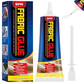 Fabric Glue Permanent,Clear Washable Clothing Glue Fabric Adhesive for All Fabrics, Cotton, Flannel, Denim, Leather, Polyester, Doll Repair, Patches and DIY Crafts(80 ml)
