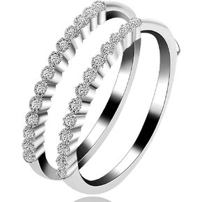 Uloveido Women's Platinum Plated Cubic Zirconia Double Eternity Bands Enhancer Wedding Engagement Ring Guard Y503