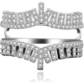 Uloveido Fashion Rings Enhancers for Women White Gold Plated Cubic Zirconia Ring Enhancer for Wedding Engagement Rings Size 6-9 Y500B