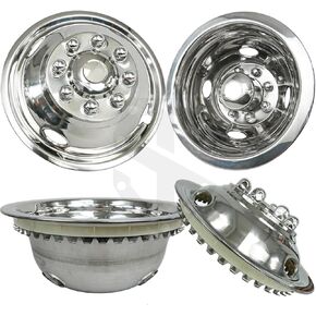 16FG-U001-SO 16" Stainless Steel Snap-On Dually Wheel Simulator for Ford E350/E450, GMC Motorhome/Truck/RV/Van