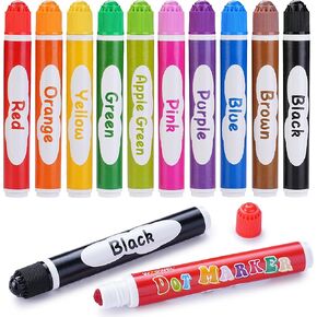 Dot Markers, 10 Colors Washable Dot Paint Markers for Toddlers Kids Preschool, Bingo Daubers Supplies, Painting Art and Crafts Kits Coloring Set, Non Toxic Water-Based
