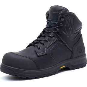 6" Work Boots For Men Waterproof Leather ASTM F2413-18 Composite Safety Toe EH Rated Arch Support Anti Fatigue