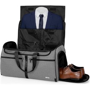 Foldable Duffle Bag For Travel Convertible Garment Bag With Shoe Compartment, Detechable Shoulder Strap Carry On Duffel Bag For Men Women