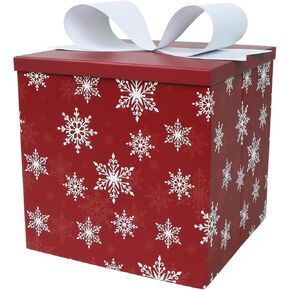BIOBROWN Medium Christmas Gift Boxes with Lids for Presents, 9x9x9 Inches Nutcracker Design Collapsible Gift Box for Christmas, Party, Holidays