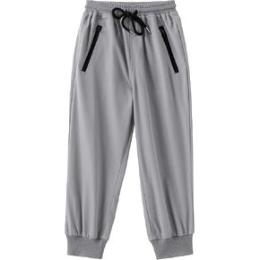 Arshiner Boys Casual Pants Elastic Waist Drawstring Kids Pants Youth Tapered Sweatpants Zipper Pockets