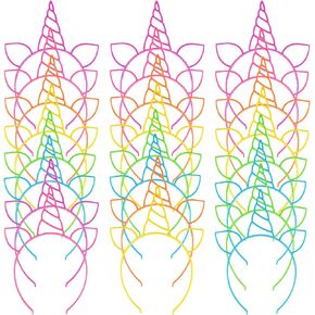 24 Pcs Unicorn Headbands Unicorn Birthday Party Favors,Plastic Hairbands for Girls,Headware Accessories for Party Supplies Gift,Teens Toddlers Children