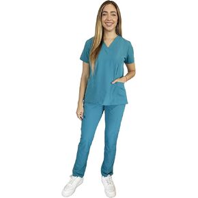 MONAKO Womens Scrubs Set - Royal blue scrubs for women set - V Neck Scrub, 8 Pockets, Short Sleeves, Fluid Barrier - Comfort Colors - Nursing Scrubs - Healthcare Essentials - Small