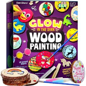 Glow in the Dark Wood Painting Craft Kit for Kids - Arts and Crafts for Kids Ages 6 7 8 9 10 11 12 - Crafts for Girls 8-12 - Art Set Party Gift - Painting Kits 6-8, 8-12 - Kids Gifts Summer Toys