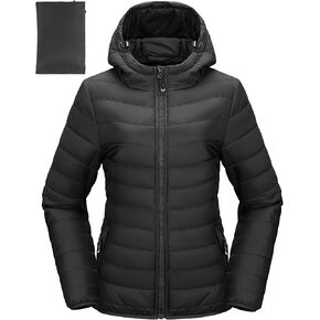 33,000ft Women's Hooded Packable Puffer Jacket Lightweight Warm Puffy Quilted Winter Coat