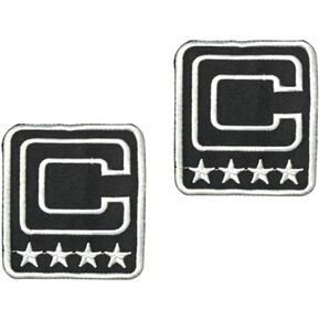 Captain C Patch (2pcs) Iron On for Jersey Football, Baseball. Soccer, Hockey, Lacrosse, Basketball (Black)