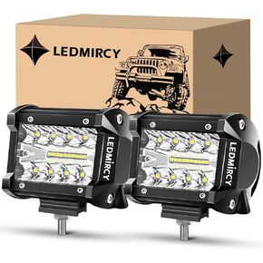 4 Inch LED Pod Lights Spot Flood Combo Beam 4PCS White LED Light Bar Triple Rows Driving Off Road Lights LED Cube Work Lights for Truck Tractor Excavator GMC ATV SUV UTV Boat IP68 Waterproof