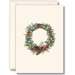 Earth Sky + Water - Winter Wreath Notecard Set - 8 Blank Cards with Envelopes