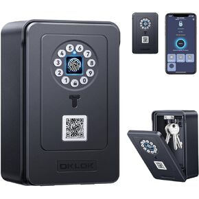 Smart Key Lock Box, ELECTOP Fingerprint Lock Box Bluetooth Key Box with App Control & Passcode, Waterproof Wall Mounted & Door Hanging Security Key Lock Box for House Key, Realtor, Office, Garage