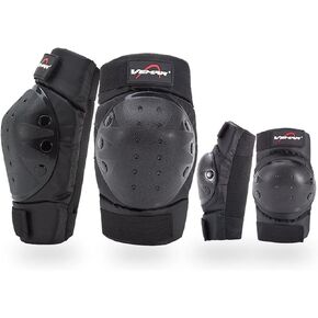 Motorcycle Knee Shin Guards Adult Elbow & Knee Pads Protector Flexible Breathable Adjustable Armor for Cycling Motocross Racing Mountain Bike, One size Fits Most, 4 Pieces (Black185)