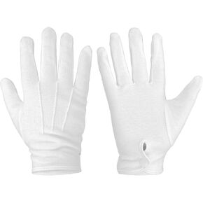 2 Pairs of White Cotton Gloves, White Gloves Men, Costume Uniform Gloves with Snap Cuff for Wedding Server Formal Guard Tuxedo Jewelry Inspection