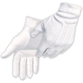 100% Cotton White Parade Gloves Multi-Size Bundle - 1 Pair White Cotton Parade Gloves - Size Medium + 1 Pair White Cotton Parade Gloves - Size Large