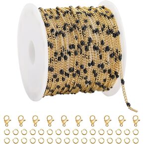 YOUBEIYEE 5 Meters Gold Plated Stainless Steel Chain for Jewelry Making Colorful Enamel Bead Jewelry Chain Roll