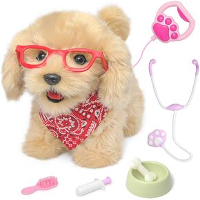 YH YUHUNG Walking Dog Toy for Kids with Leash, Remote Control Toy Puppy That Can Walks, Barks, Feeds, Sits Down and Wag Its TaiI, Interactive Golden Retriever Stuffed Dog for Kids 3+ Years Old