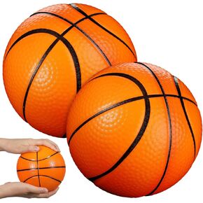 2 Pcs 6'' Mini Foam Basketballs for Boys Girls Adults, Orange Squeeze Stress Ball Beach Safe Soft Replacement Pool Basketball for Indoor Hoop Girls Quiet Bouncy Basketball Party Sport Game