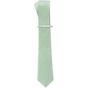 LIMTCHA Mens Skinny Tie and Tie Clip Set Solid Color Necktie Woven Silk Ties for Formal Business Wedding Party with Gift Box