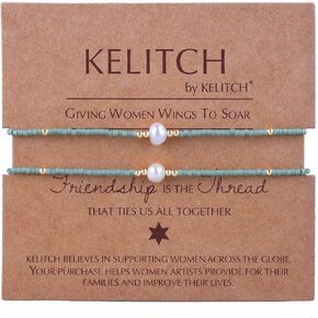 KELITCH 3 Pcs Colorful Beaded Bracelets Friendship Thin Strand Bracelets Handmade Links Bracelet For Women
