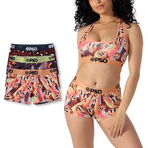 PSD Womens Dark Jewel Boy Shorts Underwear for Women - Mixed Print Pack of Boyshort Underwear - 3 Pack Cotton Boyshort Underwear for Women, Women's Boy Shorts for Women Cotton