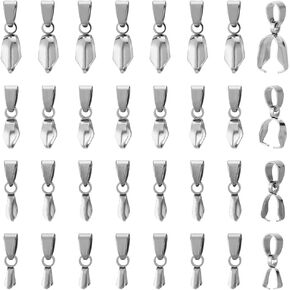 PH PandaHall 40 pcs 4 Sizes 304 Stainless Steel Pinch Bails Pinch Clip Bail Clasp Dangle Charm Bead Pendant Connector Findings for Pendants Necklace Jewelry DIY Craft Making
